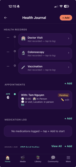 HealthSpoke Medicine Journal Screen